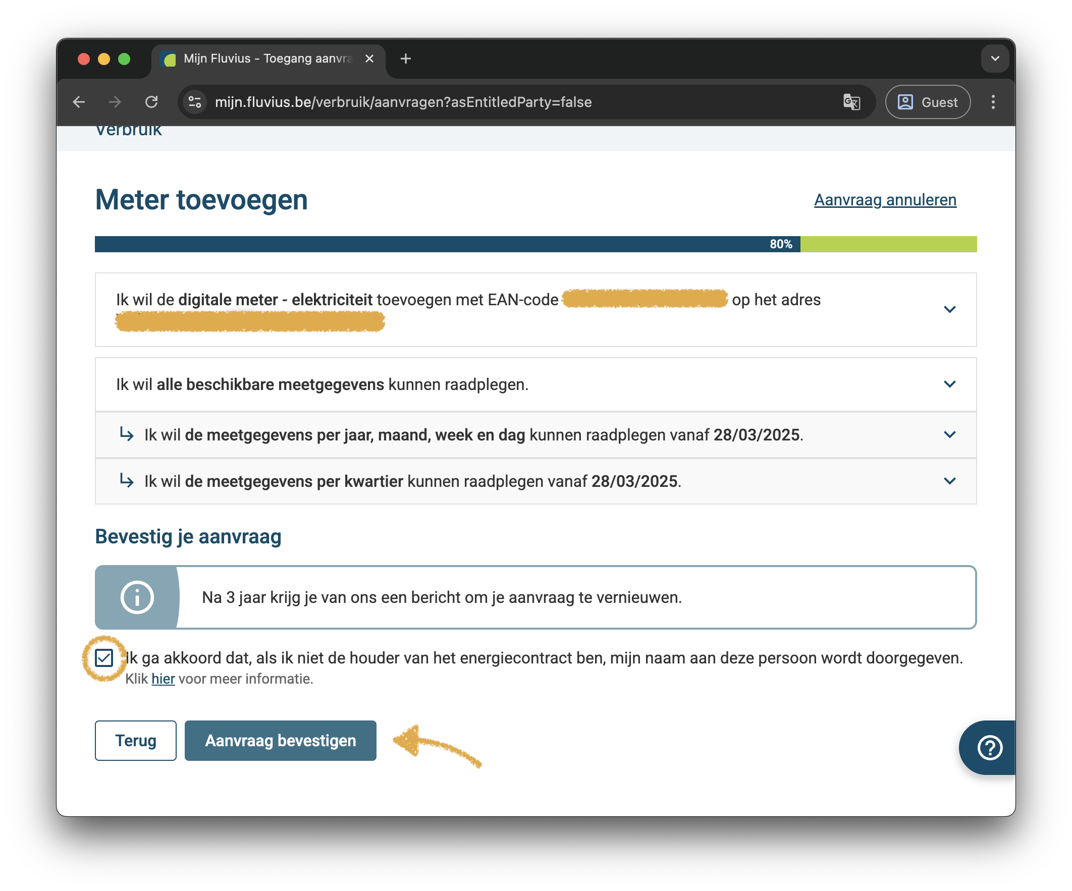 Aanvraag bevestigen