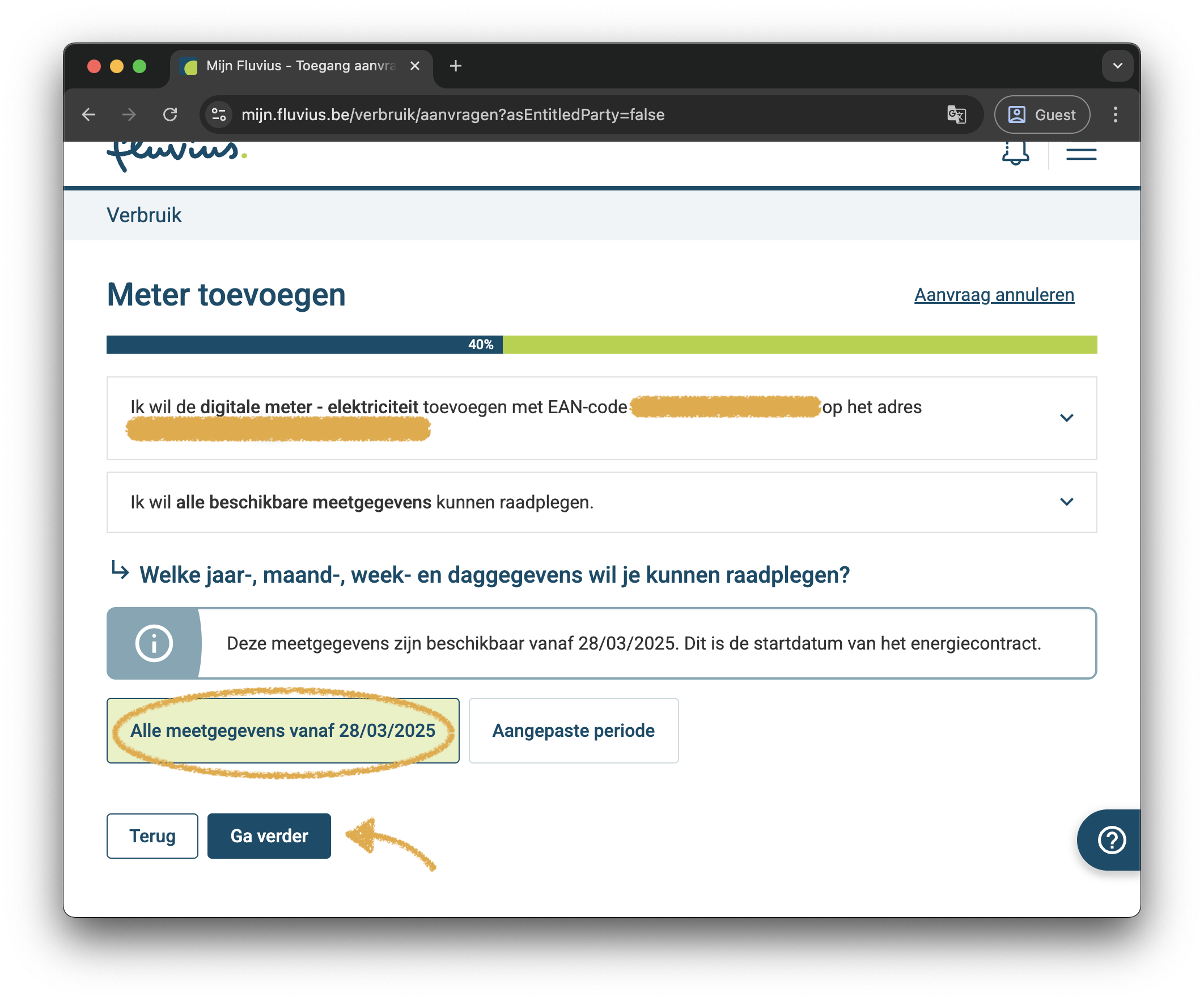 Alle meetgegevens vanaf startdatum